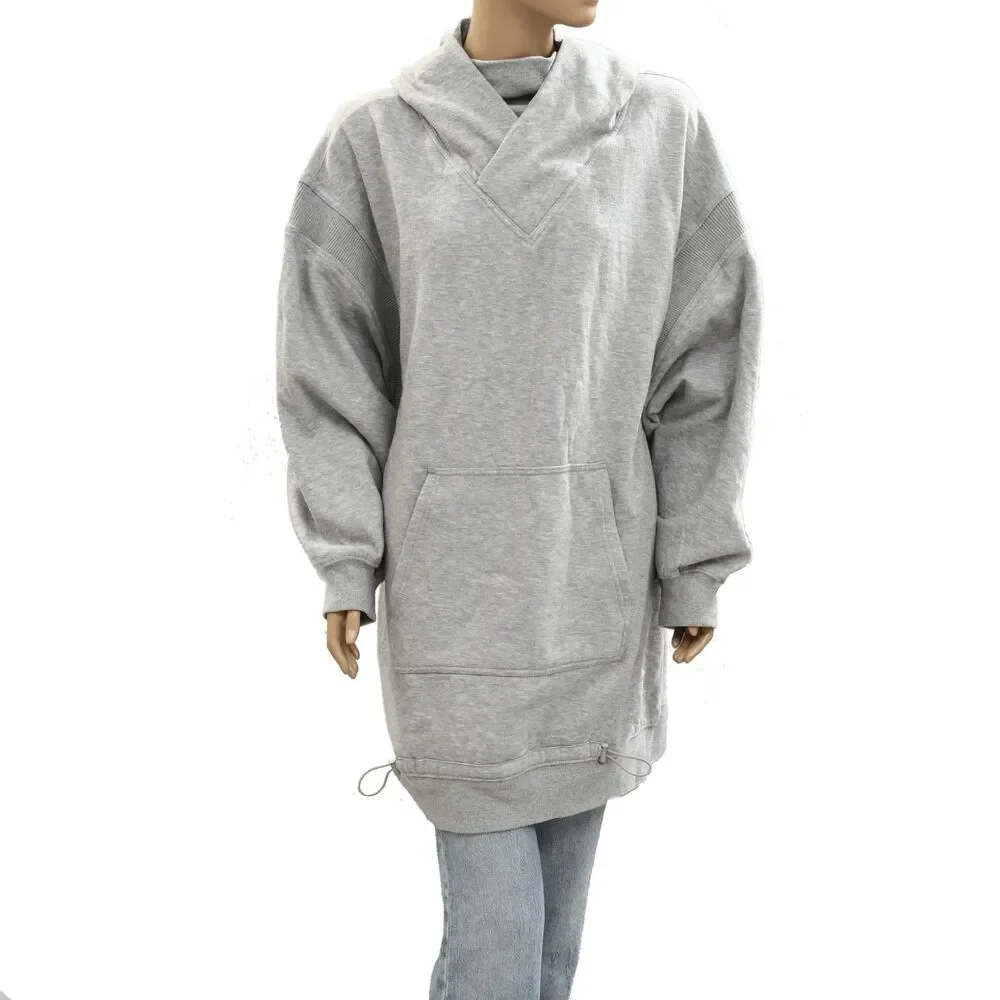 Daily Practice by Anthropologie Hooded Mini Dress Long Sleeve Gray 1X NWT 284878